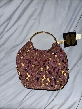 Beaded Maroon / Brownish Handbag Handmade in India New with Tags